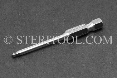 #13004_SP2.5 - 3/32" x 2.5"(63) OAL, Stainless 1/4 Ball Hex Power Bit ball hex, power bit, stainless steel