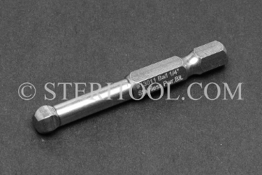 #13011 - 1/4" Ball Hex x 2"(50mm) OAL Stainless Steel Power Bit. ball hex, power bit, stainless steel