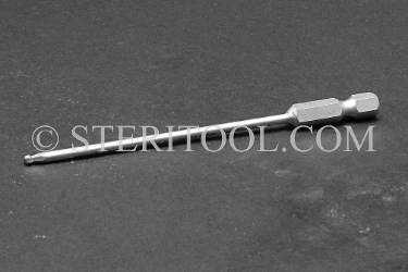 #13024 - 3/32" Ball Hex x 4"(100mm) OAL Stainless Steel Power Bit. ball hex, power bit, stainless steel