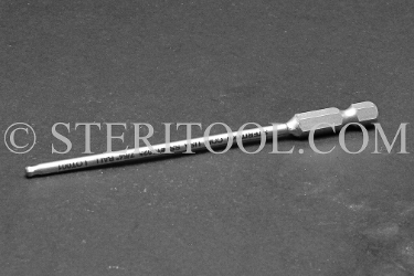 #13025 - 7/64" Ball Hex x 4"(100mm) OAL Stainless Steel Power Bit. ball hex, power bit, stainless steel