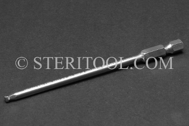 #13026 - 1/8" Ball Hex x 4"(100mm) OAL Stainless Steel Power Bit. ball hex, power bit, stainless steel