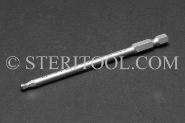 #13027 - 9/64" Ball Hex x 4"(100mm) OAL Stainless Steel Power Bit. ball hex, power bit, stainless steel