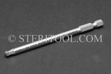 #13029 - 3/16" Ball Hex x 4"(100mm) OAL Stainless Steel Power Bit. ball hex, power bit, stainless steel