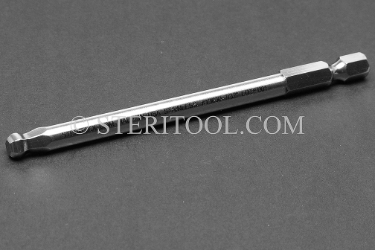 #13030 - 7/32" Ball Hex x 4"(100mm) OAL Stainless Steel Power Bit. ball hex, power bit, stainless steel