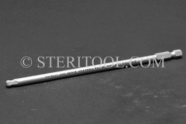 #13049_718 - 3/16" Ball Hex x 6"(150mm) OAL Non-Magnetic Stainless Steel Power Bit. ball hex, power bit, allen wrench, stainless steel