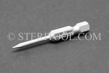 #13060 - 1.0mm Ball Hex x 2"(50mm) OAL Stainless Steel Power Bit. ball hex, power bit, stainless steel
