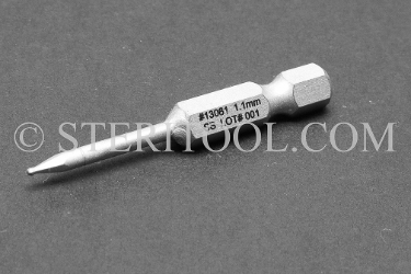 #13061 - 1.1mm Ball Hex x 2"(50mm) OAL Stainless Steel Power Bit. ball hex, power bit, stainless steel