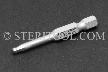 #13067 - 3mm Ball Hex x 2"(50mm) OAL Stainless Steel Power Bit. ball hex, power bit, stainless steel