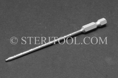 #13084 - 1.5mm Ball Hex x 4"(100mm) OAL Stainless Steel Power Bit. ball hex, power bit, stainless steel