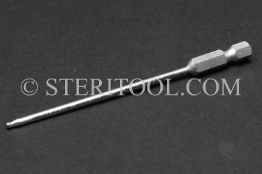 #13085 - 2mm Ball Hex x 4"(100mm) OAL Stainless Steel Power Bit. ball hex, power bit, stainless steel