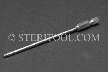 #13086 - 2.5mm Ball Hex x 4"(100mm) OAL Stainless Steel Power Bit. ball hex, power bit, stainless steel