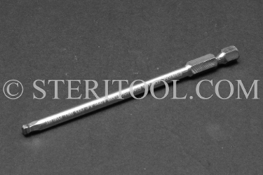 #13089 - 4mm Ball Hex x 4"(100mm) OAL Stainless Steel Power Bit. ball hex, power bit, stainless steel
