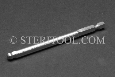 #13093 - 6mm Ball Hex x 4"(100mm) OAL Stainless Steel Power Bit. ball hex, power bit, stainless steel