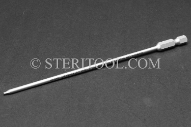 #13104 - 1.5mm Ball Hex x 6"(150mm) OAL Stainless Steel Power Bit. ball hex, power bit, stainless steel