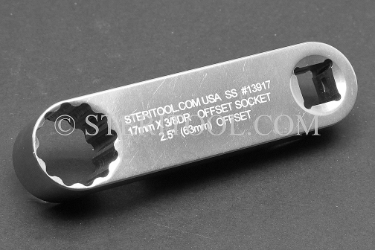 #13917 - 17mm x 2.5" Offset 3/8 DR Stainless Steel Socket. socket, offset, 3/8dr, 3/8 dr, 3/8-dr, stainless steel