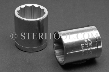 #14027 - 27mm 12pt x 1/2dr Stainless Steel Standard Socket. socket, 1/2dr, 1/2-dr, 1/2 dr, 12pt, 12-pt, 12 pt, socket