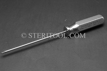 #19010 - 4.0mm Hex x 6"(150mm) Stainless Steel Ortho Driver with SS Handle. hex, ortho, stainless steel