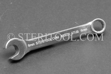 #20035_STUB - 6mm Stainless Steel Stubby Combination Wrench, 2.75"(69mm) OAL. wrench, spanner, combination, stubby, stainless