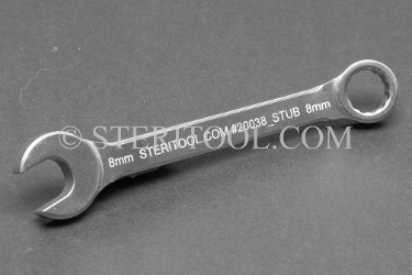 #20038_STUB - 8mm Stainless Steel Stubby Combination Wrench, 2.75"(69mm) OAL. wrench, spanner, combination, stubby, stainless