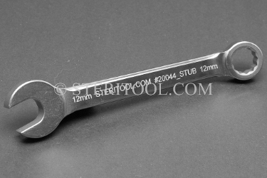#20044_STUB - 12mm Stainless Steel Stubby Combination Wrench, 5.375"(136mm) OAL. wrench, spanner, combination, stubby, stainless