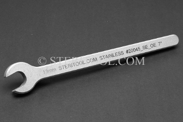 #20045_SE_OE - 13 mm Stainless Steel Single End, Open End Wrench. 5.5" ~ 7" OAL wrench, combination, spanner, stainless steel