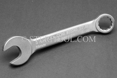 #20049_STUB - 16mm Stainless Steel Stubby Combination Wrench, 5.875"(149mm) OAL. wrench, spanner, combination, stubby, stainless