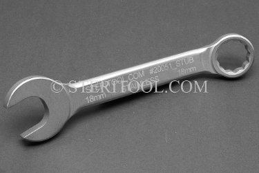 #20051_STUB - 18mm Stainless Steel Stubby Combination Wrench, 6.875"(174mm) OAL. wrench, spanner, combination, stubby, stainless