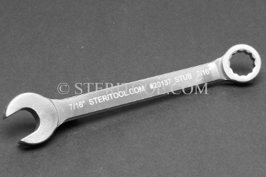 #20137_STUB - 7/16" Stainless Steel Stubby Combination Wrench, 5.125"(130mm) OAL. wrench, spanner, combination, stubby, stainless steel