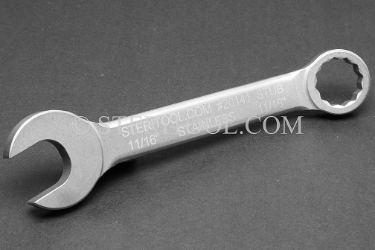 #20141_STUB - 11/16" Stainless Steel Stubby Combination Wrench, 6.125"(155mm) OAL. wrench, spanner, combination, stubby, stainless steel