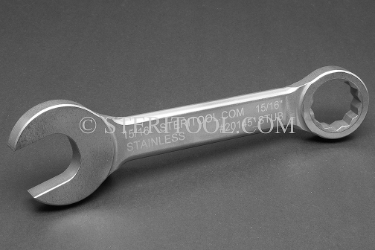 #20145_STUB - 15/16" Stainless Steel Stubby Combination Wrench, 7.5"(190mm) OAL. wrench, spanner, combination, stubby, stainless steel