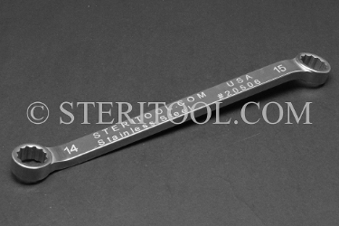 #20506 - 14.0 x 15.0mm Stainless Steel Double Box End Wrench. box end, boxend, wrench, spanner, 12pt, 12-pt, 12 pt, stainless steel