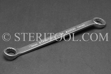 #20530 - 13 x 14mm Stainless Steel Double Box End Wrench. box end, boxend, wrench, spanner, 12pt, 12-pt, 12 pt, stainless steel