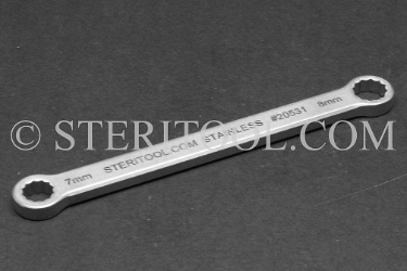 #20531 - 7.0mm x 8.0mm Stainless Steel Double Box End Wrench.  box end, boxend, wrench, spanner, 12pt, 12-pt, 12 pt, stainless steel