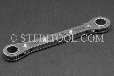 #20611 - 11mm x 12mm STAINLESS STEEL RATCHETING WRENCH. ratchet, ratcheting wrench, spanner, box end, stainless steel