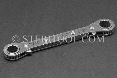#20711 - 7/16" x 1/2" STAINLESS STEEL RATCHETING WRENCH.  ratchet, ratcheting wrench, spanner, box end, stainless steel
