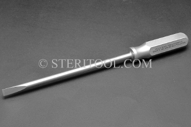 #21205 - 3/8" Stainless Steel Screwdriver, SS Handle, 8"(200mm) Shaft. screwdriver, screw, flat, parallel, slot, stainless steel