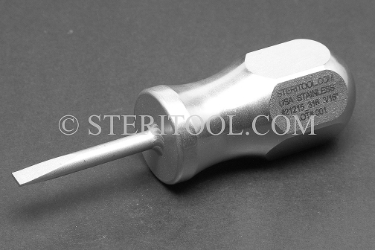 #21215_316 - 3/16" NM Stainless Steel Stubby Screwdriver, SS Handle, 3.75"(95mm) OAL. 316L screwdriver, screw, stubby, flat, parallel, slot, stainless steel