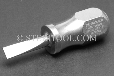 #21219 - 3/8" Stainless Steel Stubby Screwdriver, SS Handle, 3.75"(95mm) OAL. screwdriver, screw, stubby, flat, parallel, slot, stainless steel