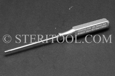 #21822ST - 2.5mm Stainless Steel Hex Driver, SS Handle. hex driver, stainless steel