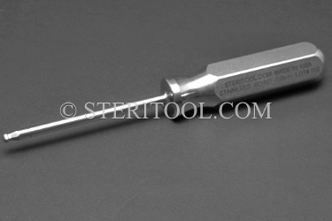 #21827 - 5.0mm Stainless Steel Ball Hex Driver, SS Handle. ball hex, driver, allen, stainless steel