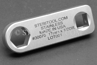 #30070 - 17mm x 2.5" Offset 1/2 DR Socket, Stainless Steel. CUSTOM MADE. socket, offset, 3/8dr, 3/8 dr, 3/8-dr, stainless steel