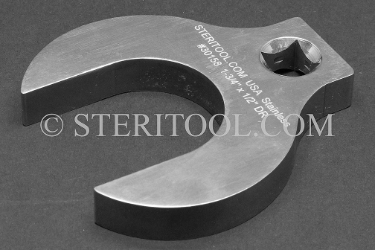 #30158 - 1-3/4" x 1/2 DR Stainless Steel Crows Foot Wrench. crows foot, crows-foot, crowsfoot, offset, socket, wrench, stainless steel, 1/2dr, 1/2-dr, 1/2 dr