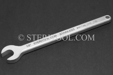 #40138_316_OE - NM 1/2" Stainless Steel Open End Wrench. 316L.  combination, wrench, spanner, stainless steel, non-magnetic, non magnetic, nonmagnetic