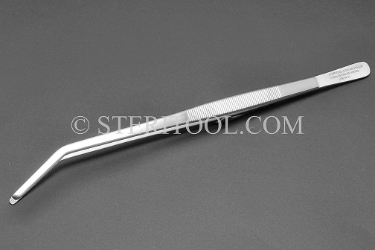 #40279_B_30 - 12"(300mm) Non-Magnetic Stainless Steel Tweezer, Serrated, 30 Degree Bend non-magnetic, non magnetic, stainless steel, tweezers, tweezer