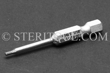 #41492 - 1/16" Hex x 2"(50mm) OAL Non-Magnetic Stainless Steel Power Bit.  non-magnetic, non magnetic, hex bit, stainless steel, power bit, allen