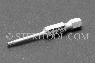 #41493 - 5/64" Hex x 2"(50mm) OAL Non-Magnetic Stainless Steel Power Bit. non-magnetic, non magnetic, hex bit, stainless steel, power bit, allen