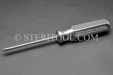#41877SS - 3/16" x 4"(100mm) Non-Magnetic Stainless Ball Driver, SS Handle. ball hex, driver, allen, stainless steel, non-magnetic, non magnetic, nonmagnetic
