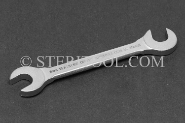 #50439- 8MM Open End Stainless Steel 15 x 75 degree Offset Wrench.  offset, off-set, off set, wrench, spanner, stainless steel