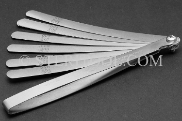 #99003 - 23 pc Stainless Steel Feeler Gauge Inch Set. 6"(150mm) in Fold Out SS Frame. stainless steel, feeler, gauge