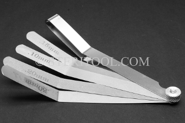 #99009 - Metric Offset Stainless Steel Feeler Gauge Set. 1/2"(12.7mm) x 6"(150mm) Blades with locknut and handle. stainless steel, feeler, gauge